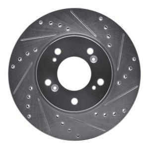 Acura Integra Brake Rotor (1) - Front Right - R1 Concepts - Drilled & Slotted - Silver - `91-`01